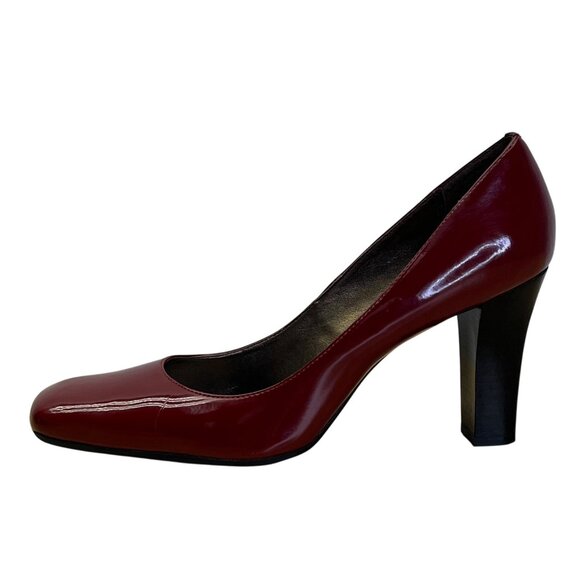 Circa Joan & David Women’s Red Patent Leather Marzipan Square Toe Heels 9.5M - Picture 4 of 12